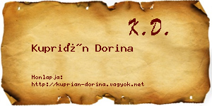 Kuprián Dorina névjegykártya
